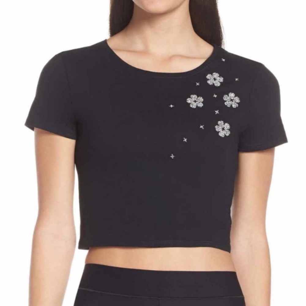 Ultracor‎ || Swarovski Starflower Crop Tee Short Sleeve Black XS/S